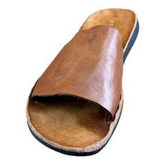 Brador Sandals Men Brown Genuine Leather Slip on Shoes Italy Size 8.5-9|42 - Azini