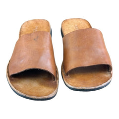 Brador Sandals Men Brown Genuine Leather Slip on Shoes Italy Size 8.5-9|42 - Azini