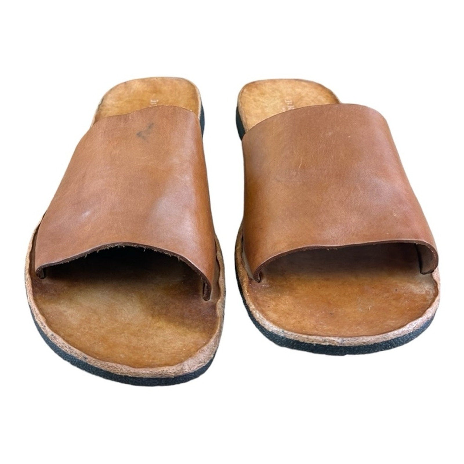 Brador Sandals Men Brown Genuine Leather Slip on Shoes Italy Size 8.5-9|42 - Azini