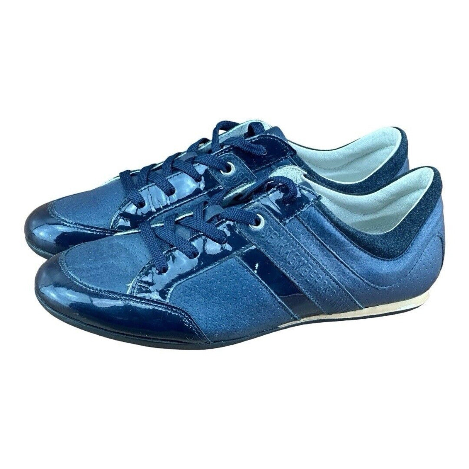 Bikkembergs Leather Sneakers Size 10 US| 40 EU Navy blue shoes - Azini