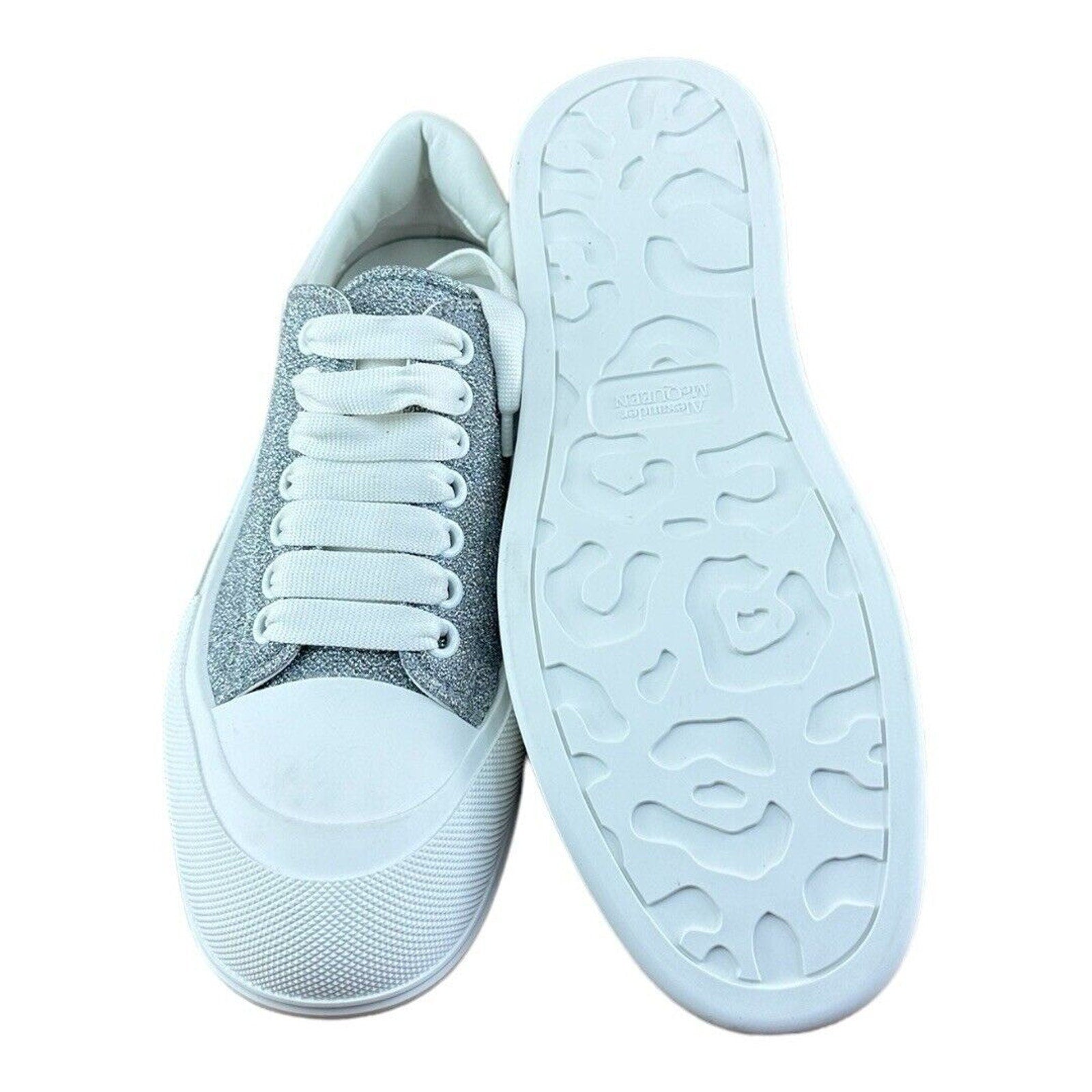 Alexander McQueen Men’s Deck Plimsol Sneakers Size 9 US /42 EU White Silver - Azini